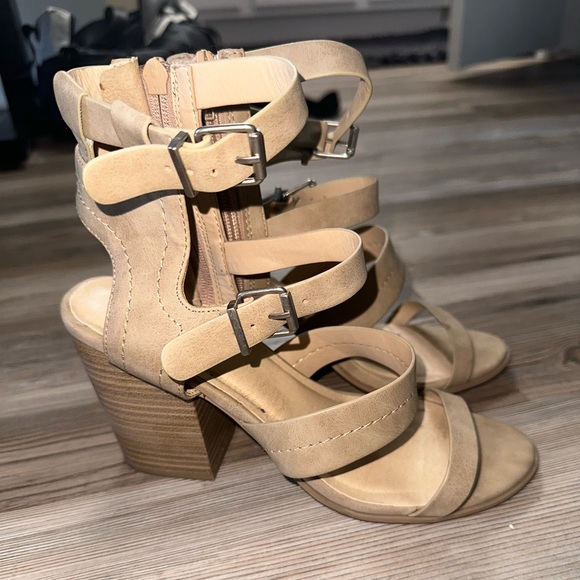 Nude/Tan Soda Strappy Heels - Picture 1 of 2